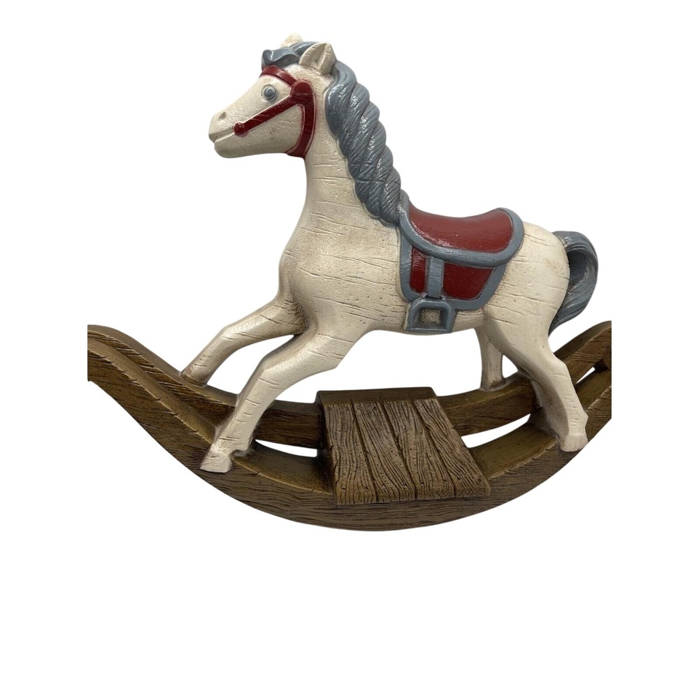 Vintage Burwood Rocking‎ Horse Nursery Wall Hanging Home Decor White 9"x13" - Picture 3 of 5